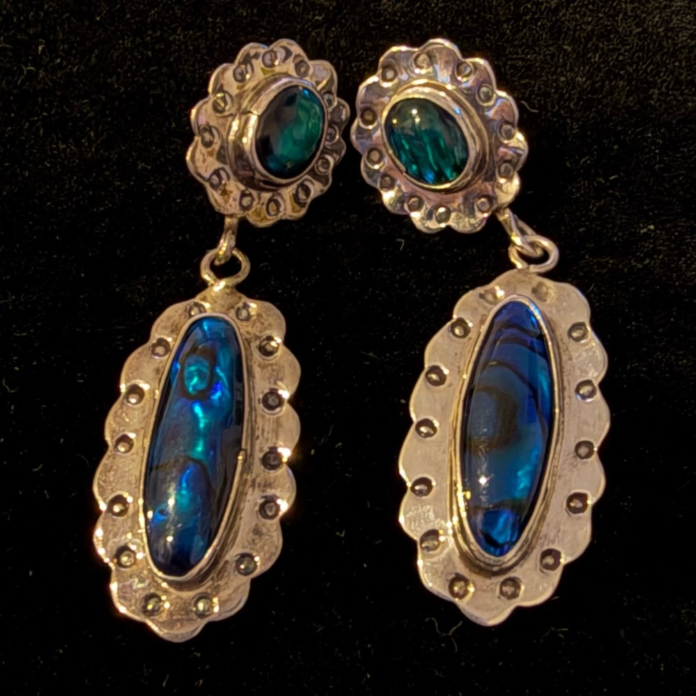 Elegant Silver and Blue Navajo Sterling silver earrings